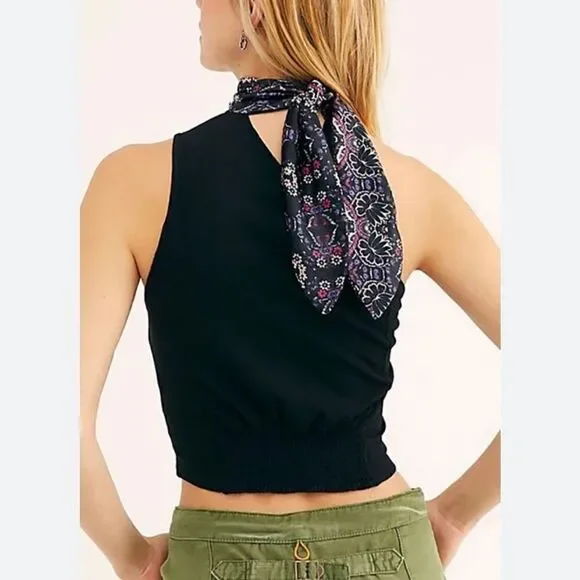 Free People Caroline Black Mock Neck One-Shoulder Top - Picture 8 of 12